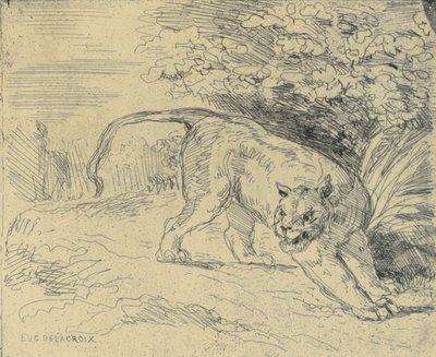 Tigre en Arrêt door Eugène Delacroix