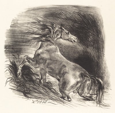 Wilde Paard Komt uit het Water, 1828 door Eugène Delacroix
