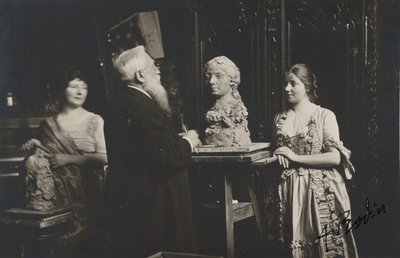 [Madame Bardey, Rodin en Henriette, 31 Rue Campagne-Premiere, Parijs], 1915-1916 door Eugène Druet