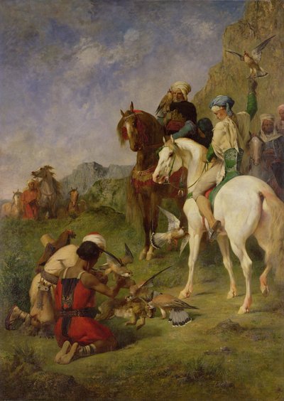 Een valkenjacht in Algerije: De Buit, voor 1863 door Eugène Fromentin