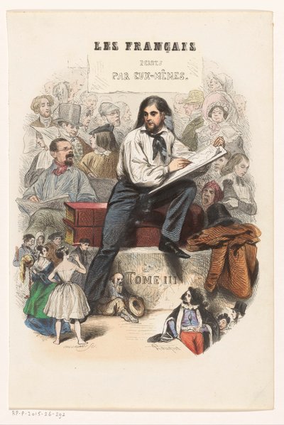 Schetsende kunstenaar Titelpagina voor: Les Français peints par eux-mêmes, 1841 door Eugène Guillaumot