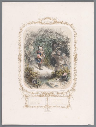 Twee geliefden groeten Cupido door Eugène Guérard