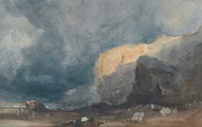 Bij Ventnor - Kustlandschap met donkere hemel door Eugene Isabey