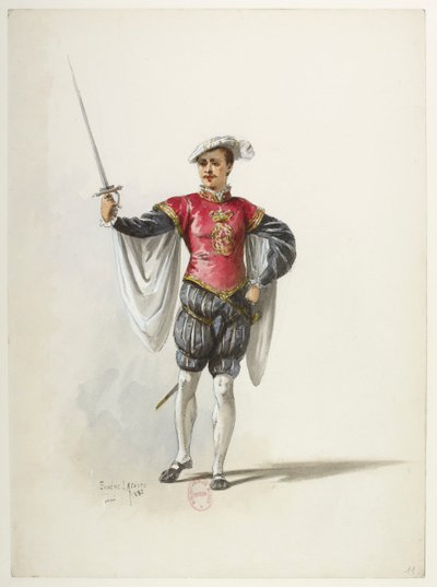 Btv1b84558104 11 - Saint-Saëns - Henry VIII - Maquettes de costumes - Lacoste - 11e Kostuum door Eugene Lacoste