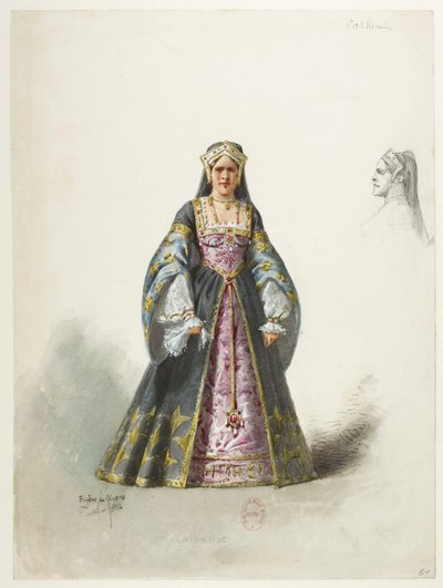 Btv1b84558104 61e - Saint-Saëns - Henry VIII - Maquettes de costumes - Lacoste - 61e Catherine Catherine door Eugene Lacoste