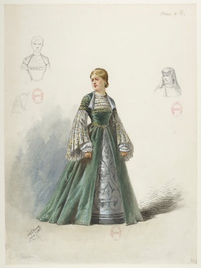 Btv1b84558104 80 - Saint-Saëns - Henry VIII - Kostuummodellen - Lacoste - 76. Anne Boyleyn. Anne van Boleyn door Eugene Lacoste