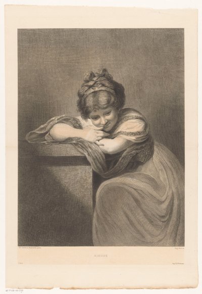 Portret van een zittend meisje door Eugène Michel Joseph Abot