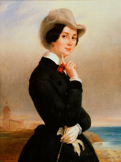 Portret van de actrice van het keizerlijk theater Vera Samoylova, 1840s door Eugéne Pluchart