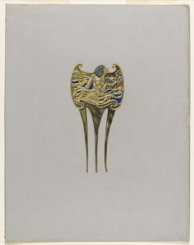 Ontwerp voor een nimfenkam door Eugene Grasset