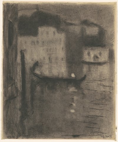 Gondel, Avond in Venetië door Eugène Vail