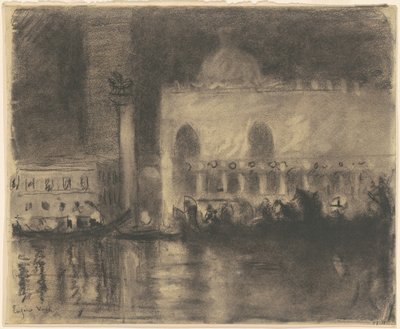 Herinnering aan Venetië: het Palazzo Ducale en de Piazzetta door Eugène Vail