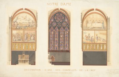 Plan voor de renovatie van een kapel in het schip van de kathedraal van Notre Dame, Parijs, 1843 door Eugène Viollet le Duc