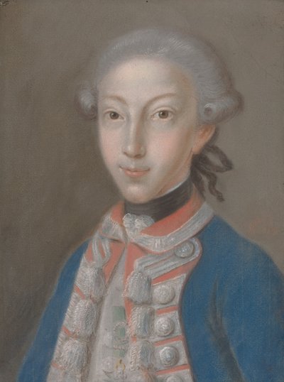 Portret van een jonge man in uniform door European 18th Century