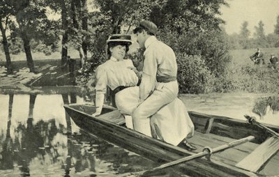 Liefdespaar in een roeiboot door European Photographer