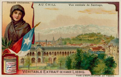 Een Chileense schoonheid en uitzicht op centraal Santiago door European School