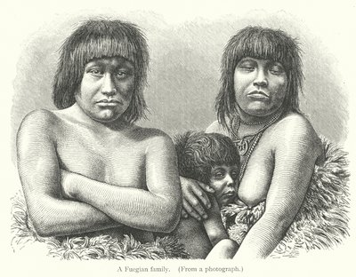 Een Vuurlandse familie (gravure) door European School