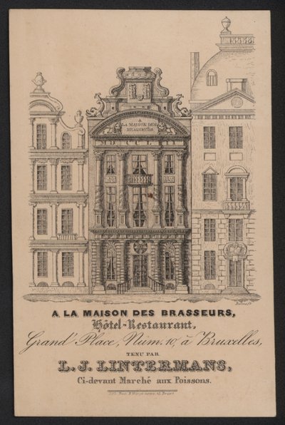 A La Maison Des Brasseurs, Hotel Restaurant, Brussel, L J Lintermans door European School