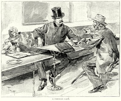 Een Parijs café (gravure) door European School