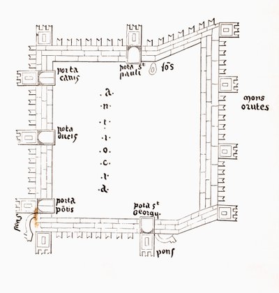 Een Plan van 13e Eeuws Antiochië met zijn Vijf Poorten, ca. 1880 door European School