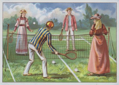 Een spelletje lawn tennis door European School
