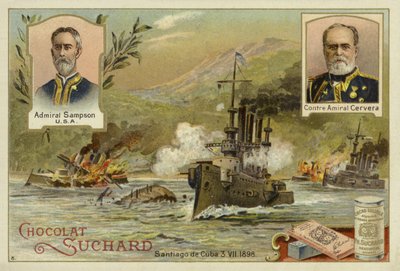 Admiraals William Sampson en Pascual Cervera, en de Slag bij Santiago de Cuba, Spaans-Amerikaanse Oorlog, 3 juli 1898 door European School