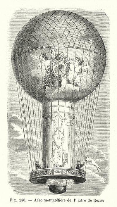 Luchtballon van Pilatre de Rozier (gravure) door European School