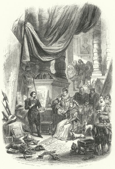Albert en Isabella van Oostenrijk bezoeken het atelier van Peter Paul Rubens door European School