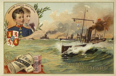 Alfonso XIII van Spanje en zijn moeder, Maria Christina van Oostenrijk, Spaans-Amerikaanse Oorlog, 1898 door European School