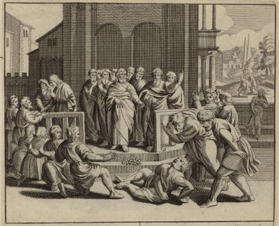 Ananias valt dood neer na te hebben gelogen tegen de Heilige Geest door European School