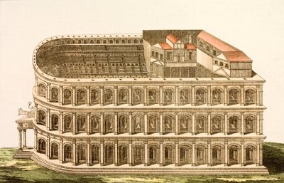 Oud Romeins theater van Marcellus, gebouwd in de late 1e eeuw v.Chr. door European School