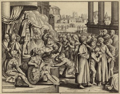 Antiochus en het martelaarschap van de vrouw met zeven zonen (gravure) door European School