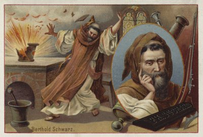 Berthold Schwarz, legendarische 14e-eeuwse Duitse alchemist die buskruit zou hebben uitgevonden door European School