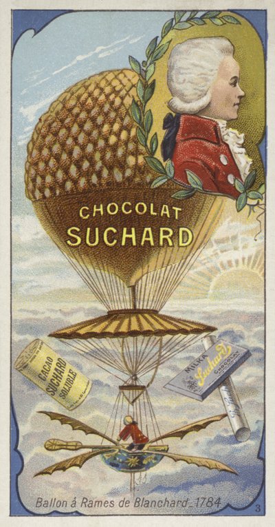 Blanchards ballon met roeispanen, 1784 door European School