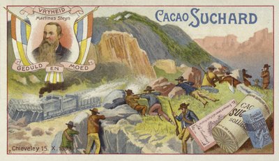 Boeren die een Britse gepantserde trein aanvallen, Chieveley, Zuid-Afrika, Boerenoorlog, 15 oktober 1899 door European School