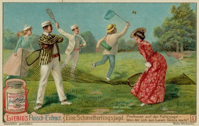 Vlinders vangen en tennis op het gras door European School
