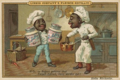 Cartoon Afrikanen Koken met Leibig Vleesextract door European School