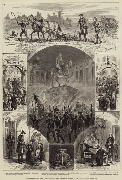 Viering van de honderdste verjaardag van keizer Jozef II in Wenen (gravure) door European School