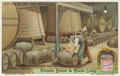 Champagne, Liebig-kaart, begin 20e eeuw (chromo) door European School
