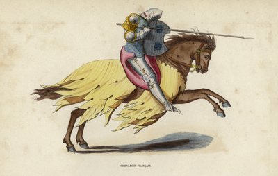 Franse Ridder (gekleurde gravure) door European School