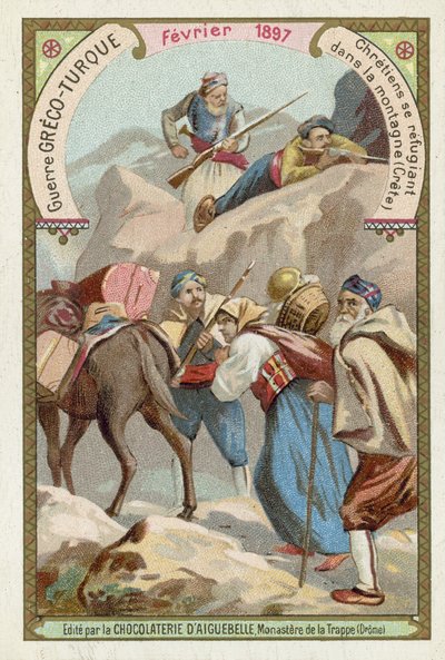 Christenen zoeken toevlucht in de bergen van Kreta, Grieks-Turkse oorlog, februari 1897 door European School