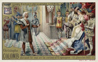 Christoffel Columbus voor de koning en koningin van Spanje, 15 januari 1492 door European School