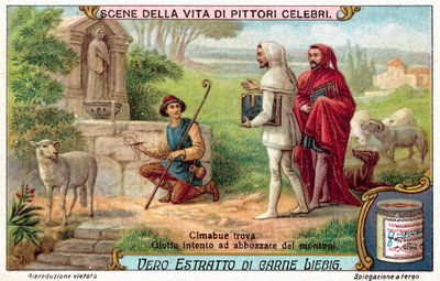 Cimabue vond Giotto aandachtig schapen schetsen door European School