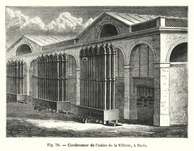 Condensor van de fabriek van La Villette, in Parijs (gravure) door European School