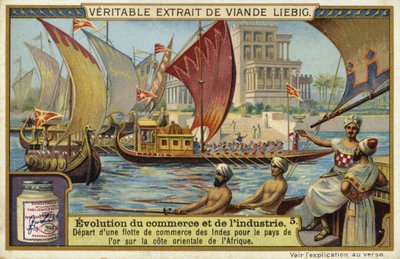 Vertrek van een handelsvloot uit India naar het land van goud aan de oostkust van Afrika door European School
