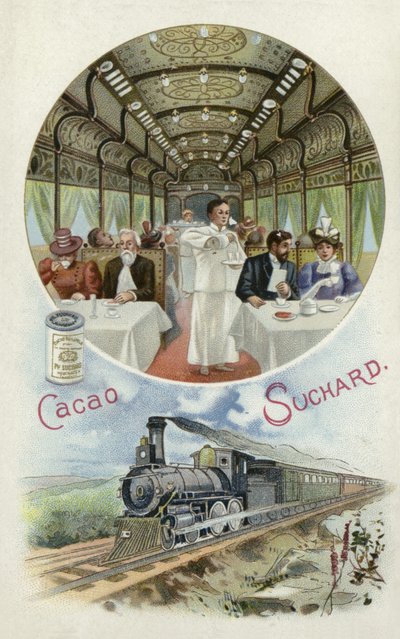 Suchard cacao drinken in de eetwagen van een trein door European School