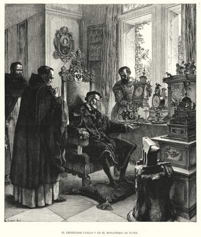 Keizer Karel V in retraite in het klooster van Yuste, Spanje, na zijn abdicatie door European School
