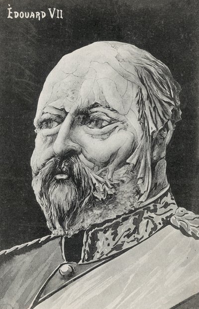 Fantasieportret van koning Edward VII (litho) door European School