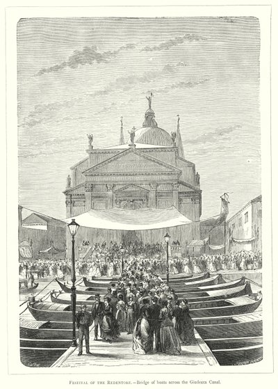 Festival van de Redentore, brug van boten over het Giudecca-kanaal door European School