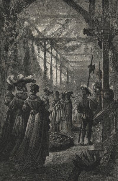Feest in een kas, naar een gravure uit de 15e eeuw (gravure) door European School