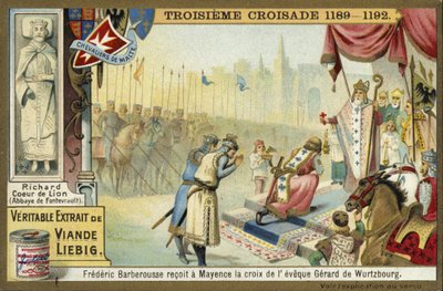 Frederik Barbarossa neemt het kruis van de bisschop van Würzburg, Mainz, Duitsland, Derde Kruistocht, 1188 door European School